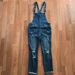 Distressed Jean Overalls